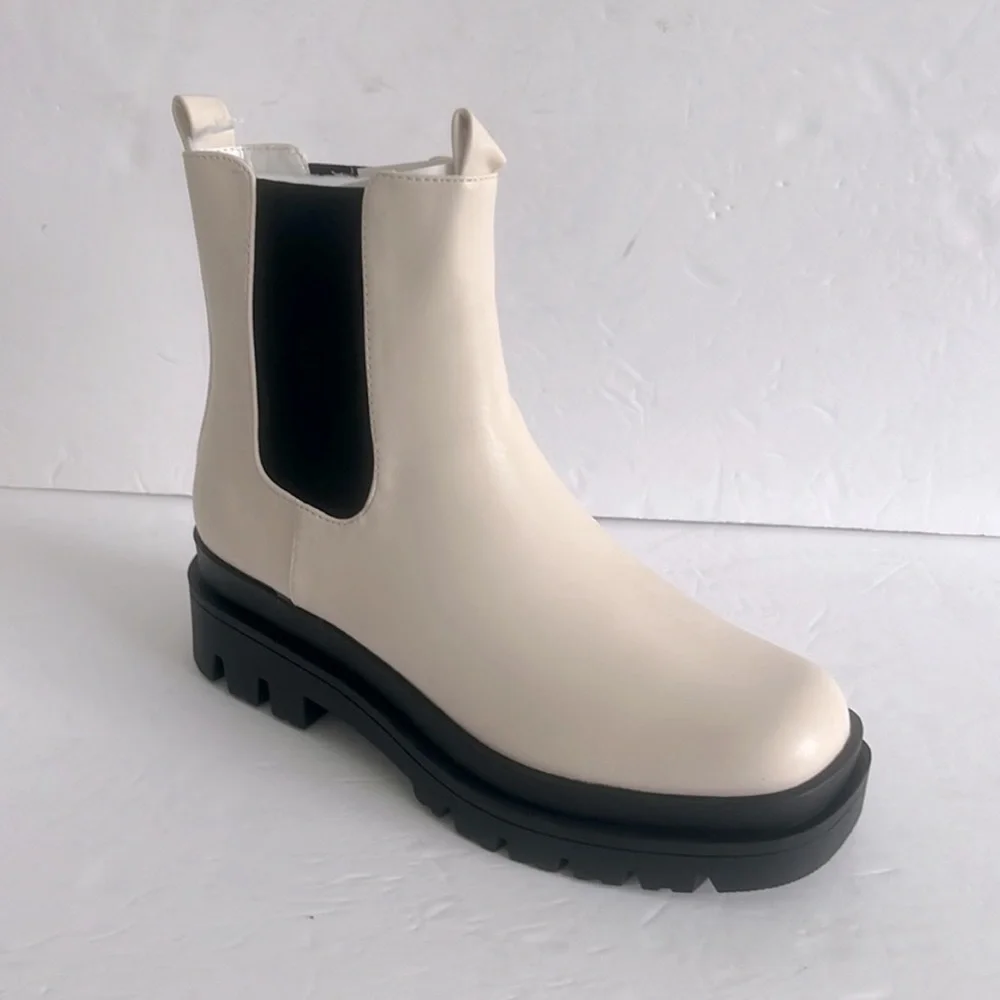 Women Lug Sole Platform Ankle Boot Combat Comfortable Chelsea Booties Size 8 NIB - Picture 4 of 8